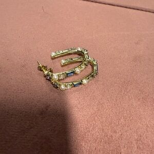 Kendra Scott Gold and Blue Hoop Earrings